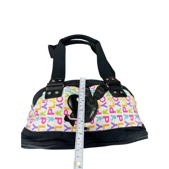 Playboy vintage Multicolor Canvas Faux Leather Shoulder Handbag SKU 9227 - Picture 7 of 16